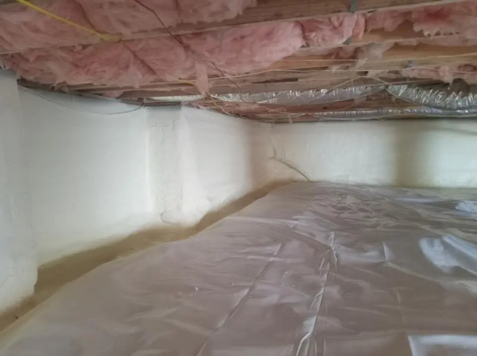 Crawl space encapsulation with closed-cell spray foam for Roof Waterproofing in Shawnee